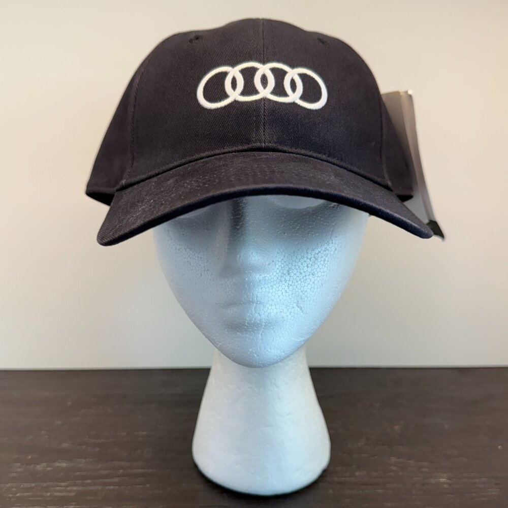 Audi Hat Cap Mens One Size Black Twill Strapback Cars Embroidered NWT